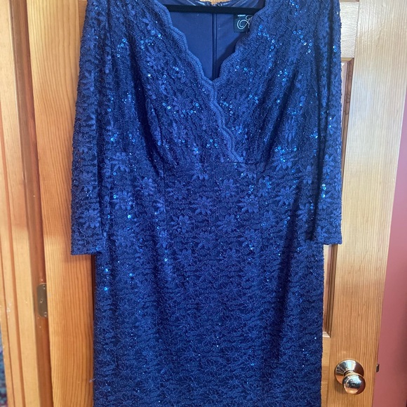 Alex Evenings Dresses Blue Sequined Cocktail Dress Poshmark